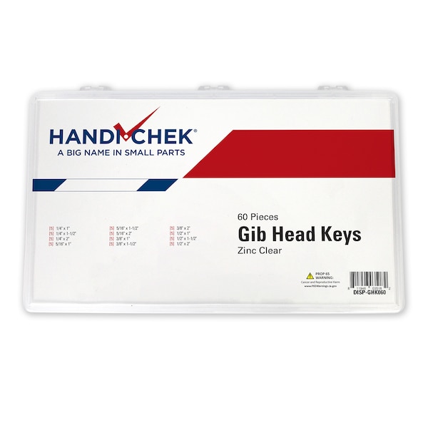 Key Stock Assortment, Clear Zinc Plated, 60 Pieces